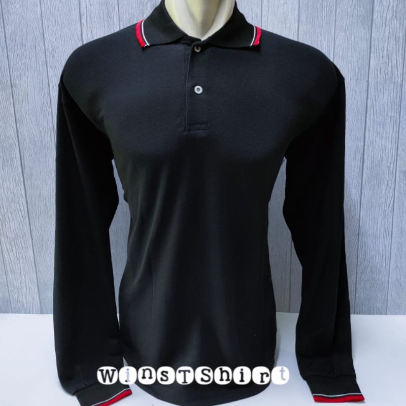 Kaos Kerah Panjang Hitam