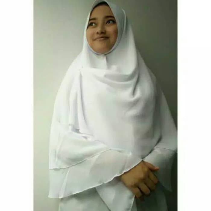 Jilbab Khimar, Jilbab Kimar hijab syari jumbo ceruti putih - khimar syari - jilbab umroh -kerudung