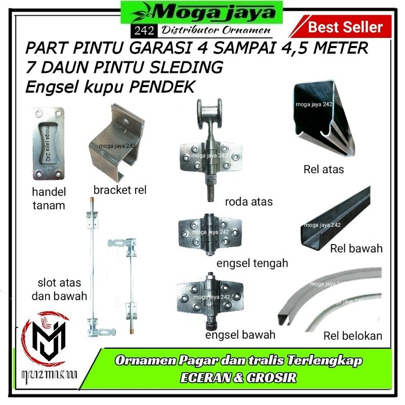 part pintu garasi set 4 sampai 4,5meter 7daun pintu SLEDING lokal bukan wina dexon