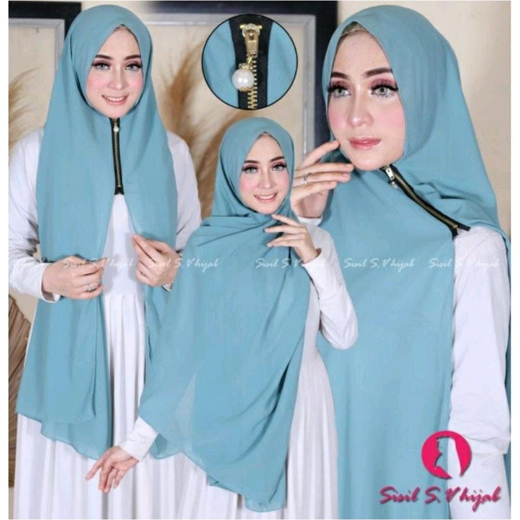 Hijab pashmina instan zipper pashmina sleting pasmina sleting zipper