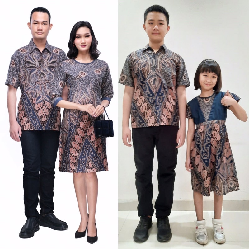 Sarimbit Dress Orchid Parang Couple Keluarga Motif Batik Warna Biru Merah