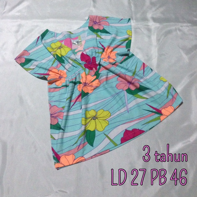Atasan Batwing Flower Hijau Tosca