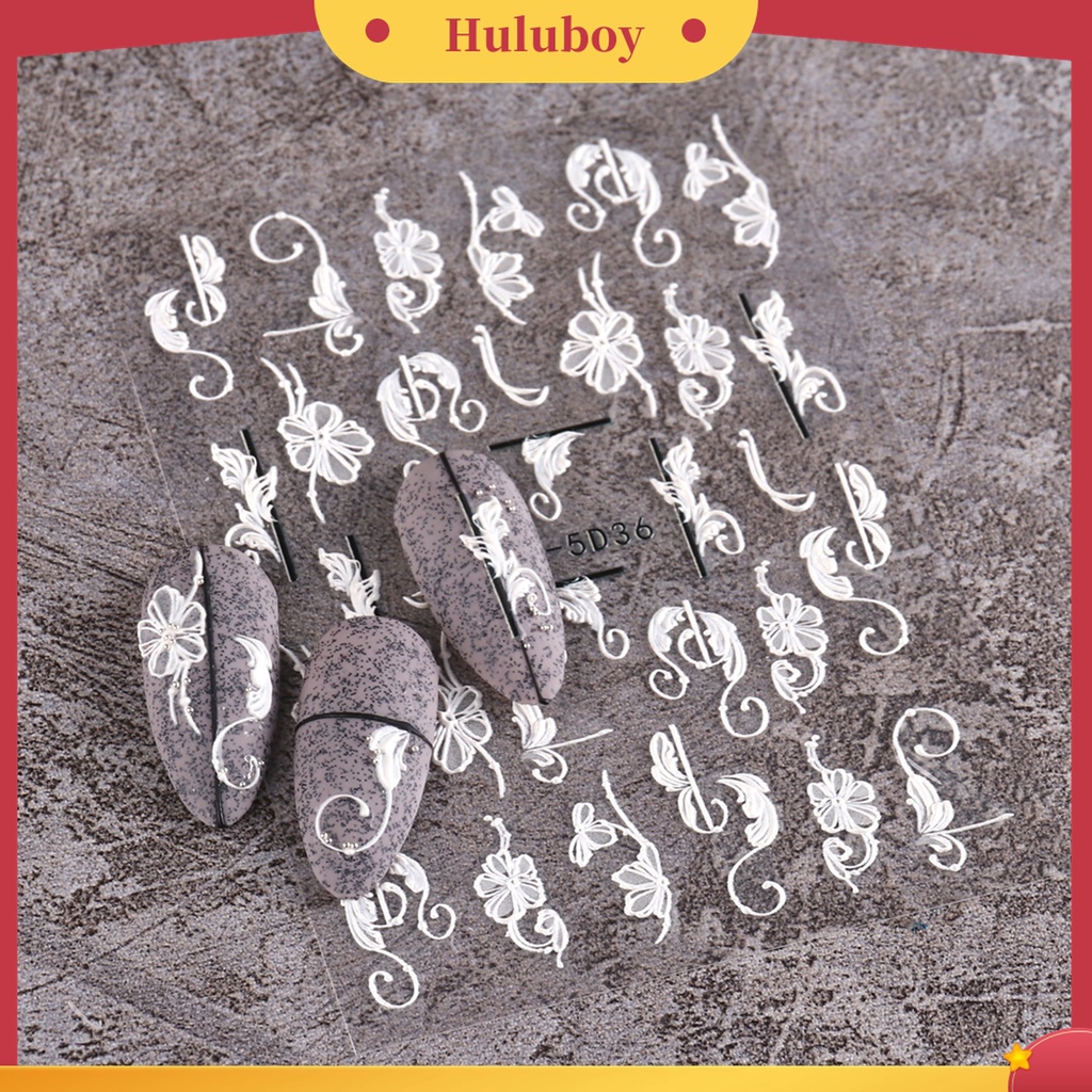 Huluboy Huluboy♡ Stiker Kuku Motif Bunga Timbul Untuk Dekorasi Nail Art