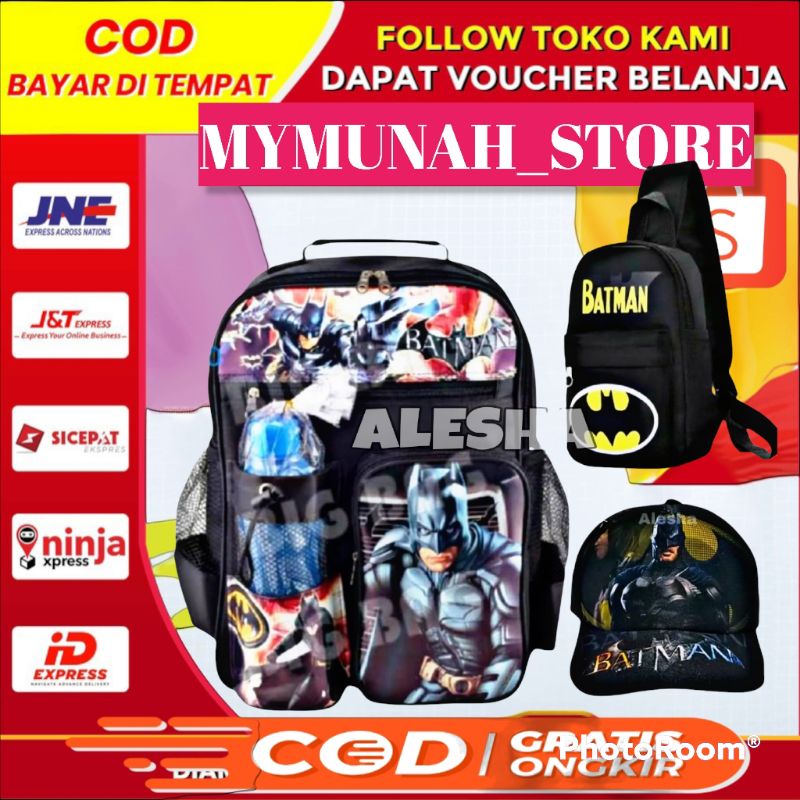 TAS RANSEL TK SD ANAK SEKOLAH KARAKTER BATMAN/GRATIS BOTOL MINUMAN