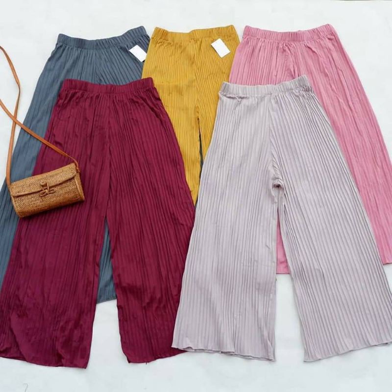 (BISA COD) CELANA KULOT MAYUNG / Celana Kulot Midi Plisket Lurus /Pleated pants / TERMURAH / TERBARU