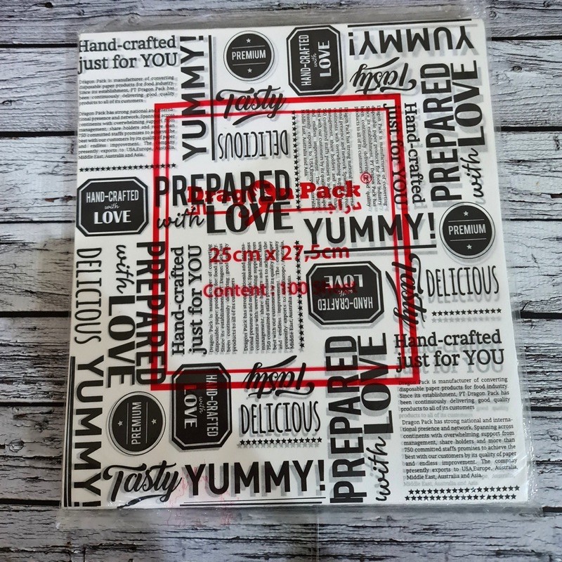 

Kertas Nasi / Burger Laminasi (25x27.5cm) anti lengket