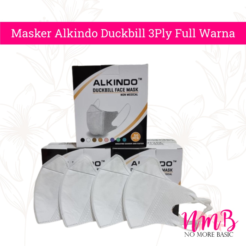 Masker Alkindo Duckbill Full Warna Garis 3ply Isi 50 Face Mask 3 Ply Medical Mask Anti Virus