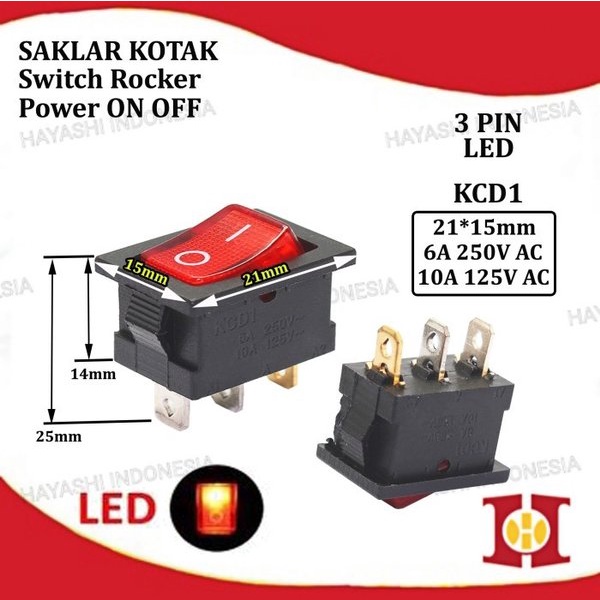Saklar Power Switch Tombol ON OFF Mini Roker Rocker Besar 2 3 4 Pin- 5PC