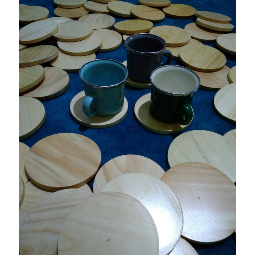 1 pcs Tatakan Gelas Bulat / Alas Gelas Bahan Kayu Pinus / Coaster Set