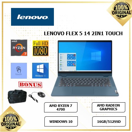 Laptop Lenovo Flex 5 Ryzen 7 Penyimpanan 1000GB Paling Murah