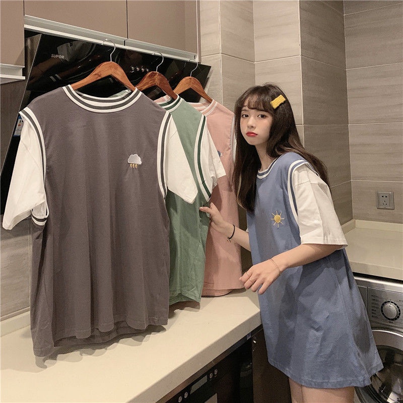 [littlecrab] Kaos Oversize Kaos Kemeja Wanita Cuaca Colorful Kaos Couple Unisex Korean Style Atasan Korea