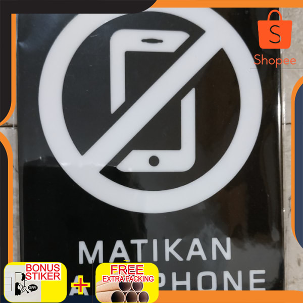 

Laser cutting acrylic sign/tanda "MATIKAN HANDPHONE" 01 - Hitam 9.5cm x 11.5cm Elegan