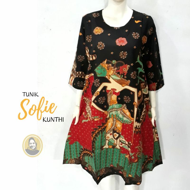 Tunik Batik Wanita Modern Batik Kerja Premium Asli Solo Motif Wayang Kunti