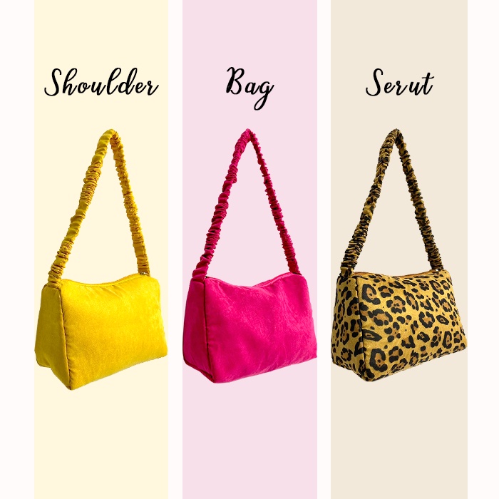 Korean Pillow Hand Bag / shoulder bag serut / tas bahu leopard fushia / tas kecil korea / tas bahu import