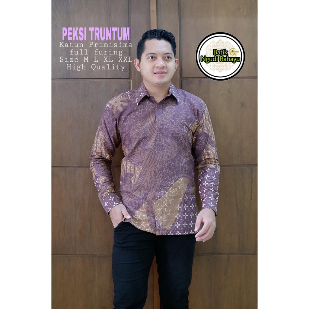 KEMEJA BATIK UNGU LILAC SOF batik pria lengan panjang modern kemeja batik premium