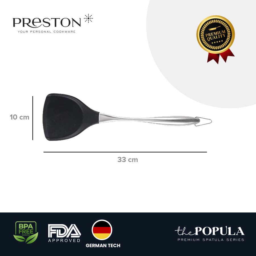 PRESTON COOKWARE TURNER - Popula Turner Spatula HITAM - Sutil Masak Silikon Food Grade / Sutil Silikon