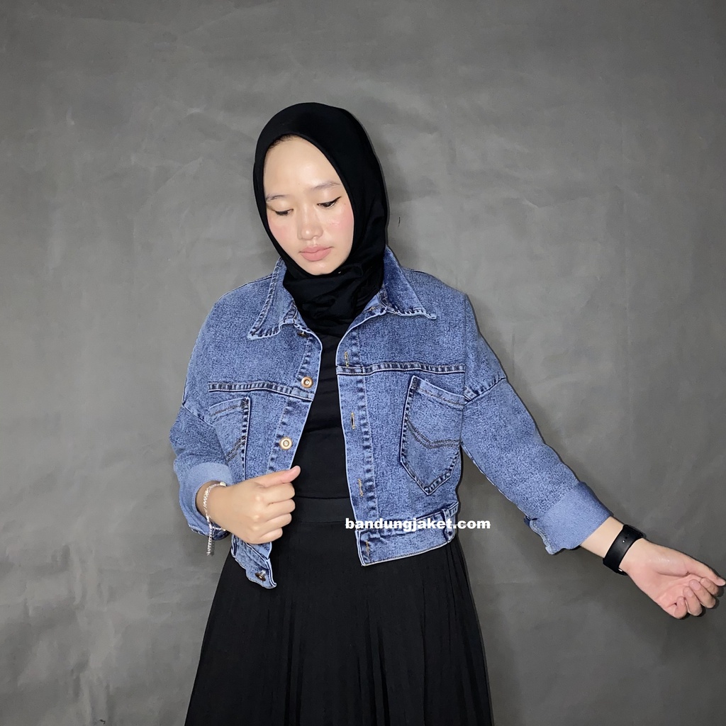 NAYRA CROOP JAKET JEANS |I JAKET DENIM WANITA MODEL TRENDY TERBARU