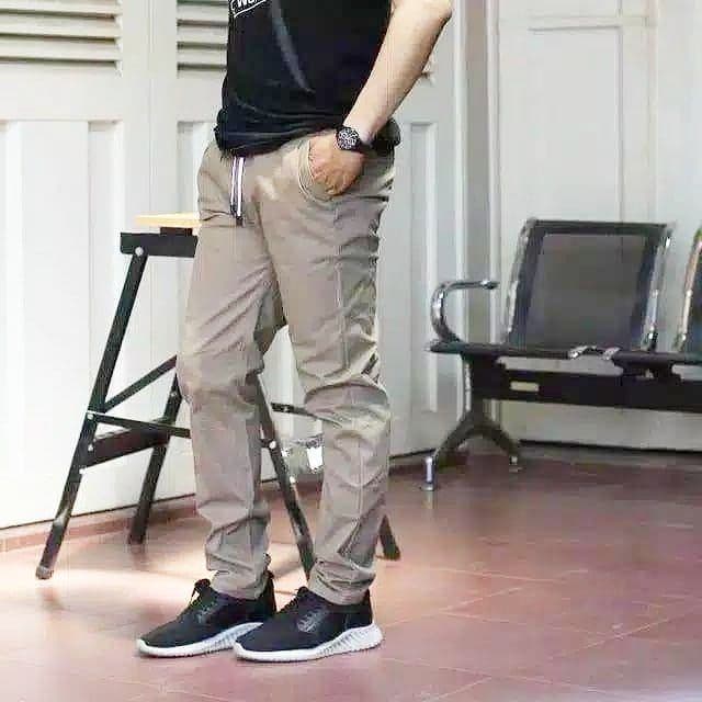 CELANA CHINO Panjang pria Slimfit KERJAHARIAN Santai Casual Formal Hitam Abu Cream Mocca Size 27-35