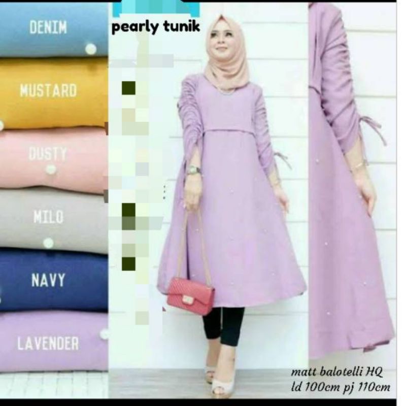 Pearly tunik atasan wanita fashion muslim