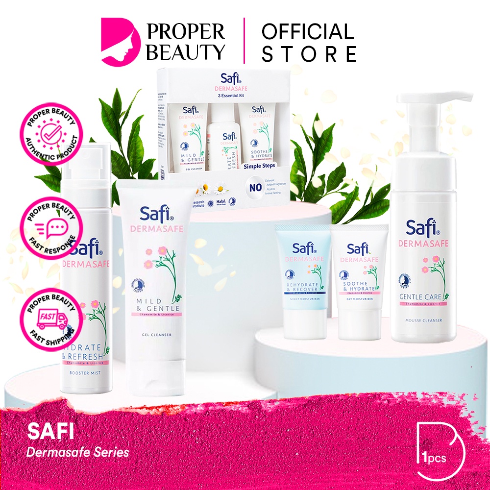 SAFI Dermasafe Series Indonesia / Cleanser Toner Essence Serum Cream Sunscreen Shampoo Hair Eye Mask