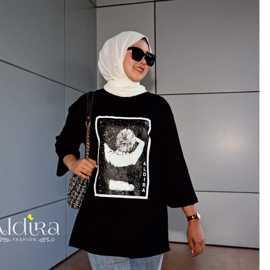 오 Aldira Kaos Oversize 2022 / Baju Lebaran 2022 Wanita / Kaos Lengan Panjang / Kaos Oversize Wanita 