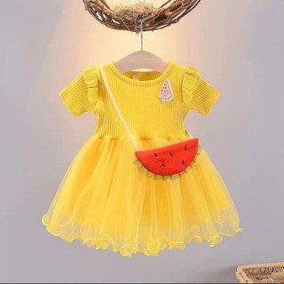 Dress anak cewek tutu ber Tas lengan pendek import china 