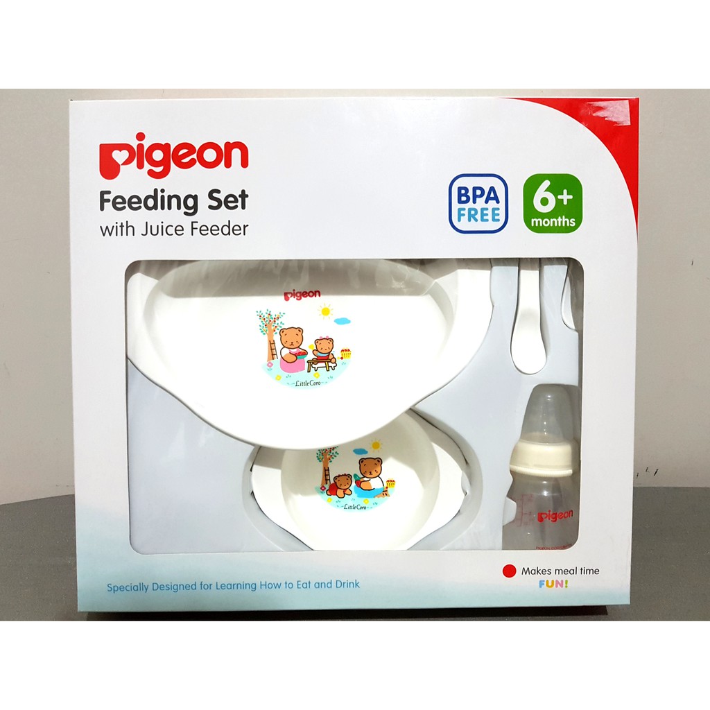 Pigeon Feeding Set With Juice Feeder BERUANG Perlengkapan Makan Bayi