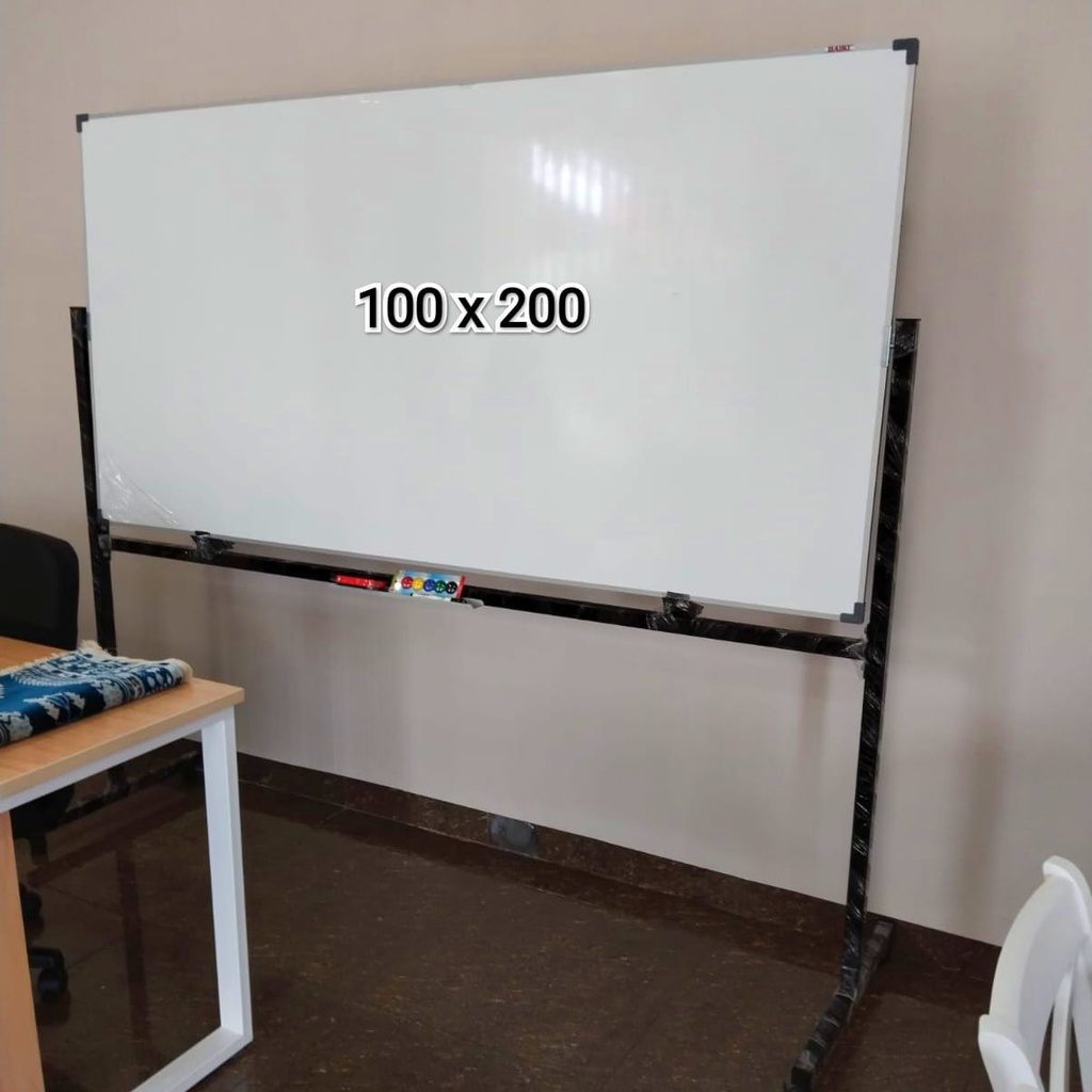 

whiteboard standing 100 x 200 cm papan tulis kantor sekolah