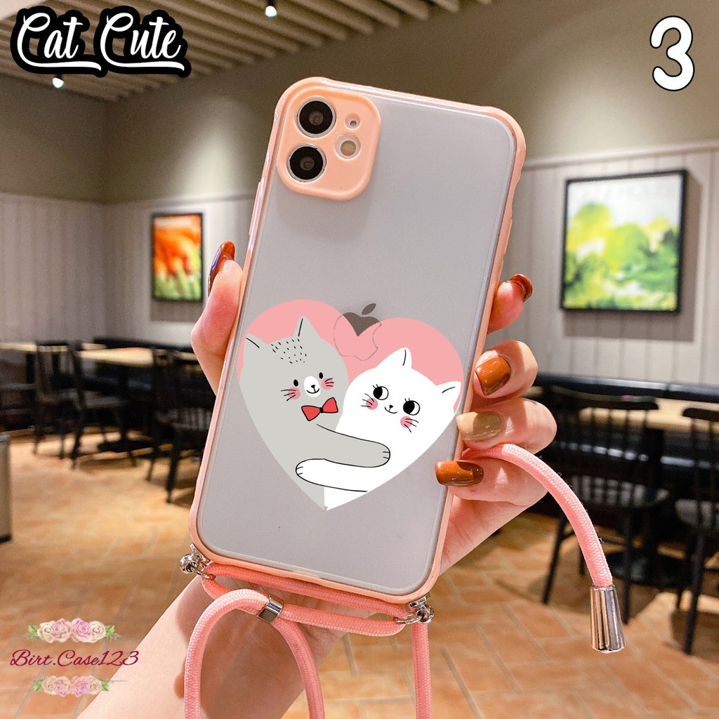 Softcase Slingcase Lanyard Choice CAT CUTE Iphone 11 12 Mini Pro Max BC3623