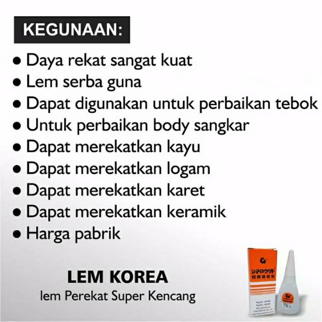 Lem Korea Lem glue lem serbaguna multifungsi berbentuk cair atau Tetes  Lem Glue