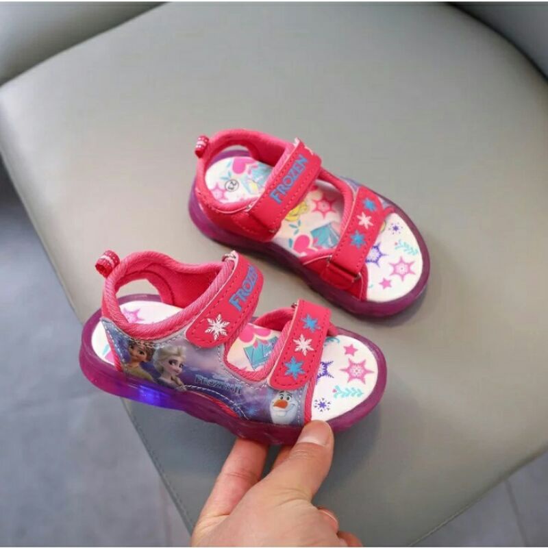 Sepatu Sandal Anak Perempuan LED IMPORT model Terbaru Frozen