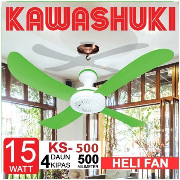 KIPAS ANGIN GANTUNG BALING 4 KAWASHUKI 20 W/KIPAS ANGIN PLAFON/KAWASAKI HELIFAN/Kipas Angin Gantung langit langit Plafon Helifan 20 Watt 4 Baling MYVO