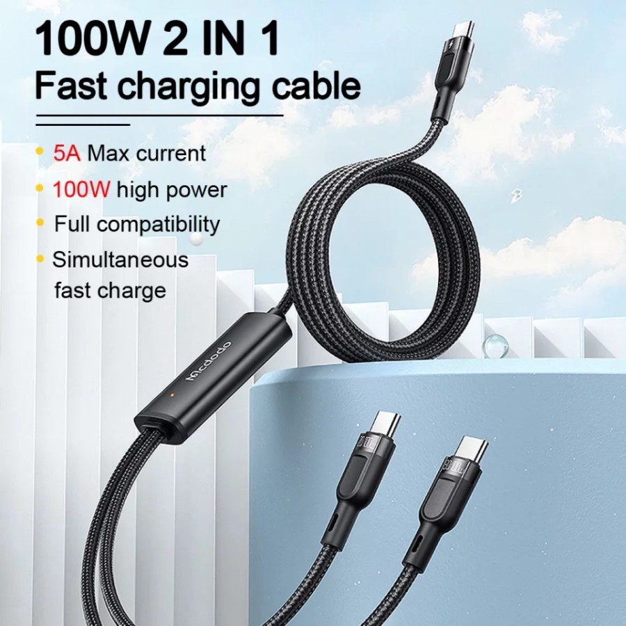 MCDODO Kabel 2 In 1 Dual Type C + Type C PD FAST Charging 100W CA-7470