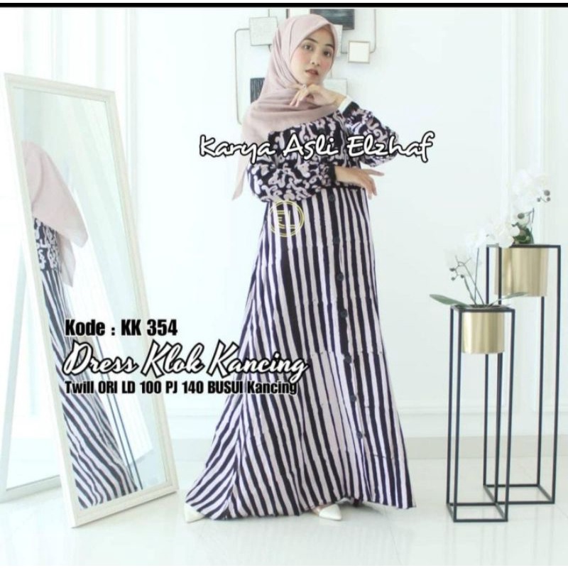 Dress Gamis twill Ori Elzaf klok kancing
