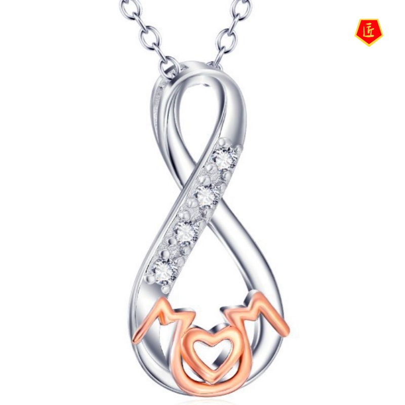 [Ready Stock]Love Mom Color Separation Pendant Mother's Day Gift Necklace Fashion Temperament