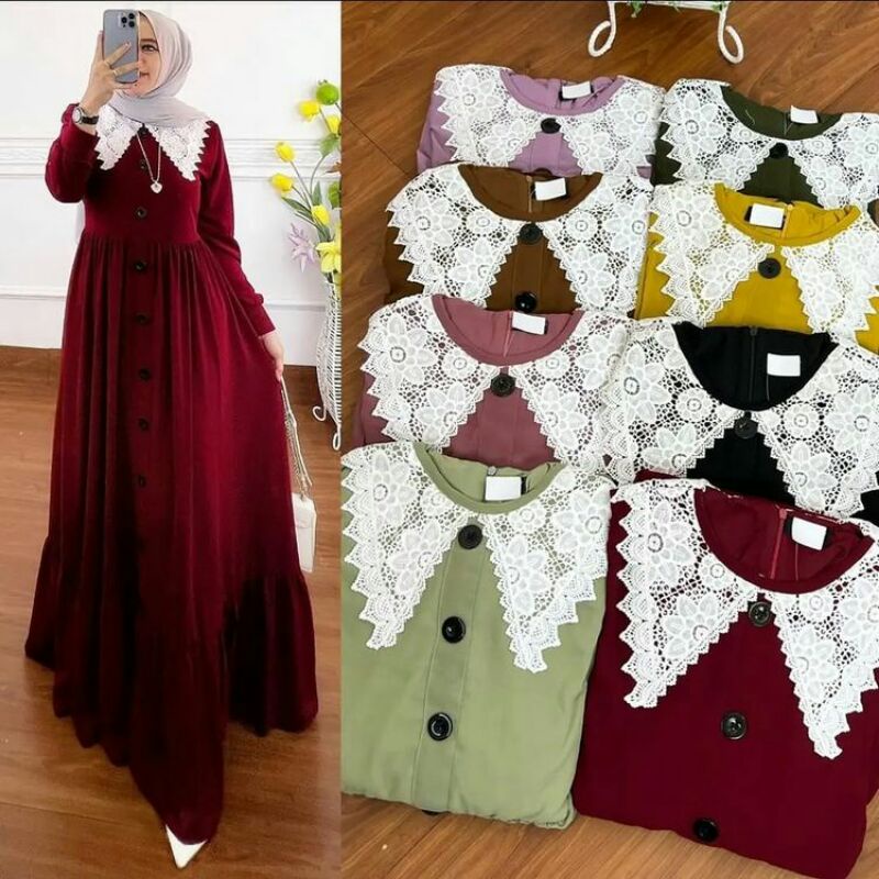 Amora Dress Ceruty Babydoll Premium Polos Terbaru Gamis Daily Remaja Cantik Kekinian Murah Simple Lo