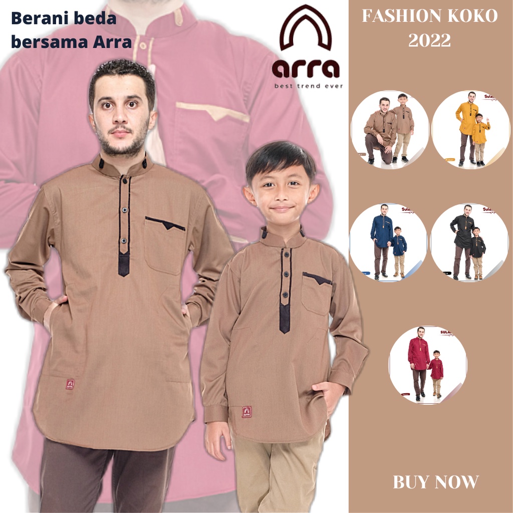 Pakaian Baju Koko Pria Laki Laki Cowok Lengan Panjang Couple Ayah Anak Arra Sulaiman Series Premium 