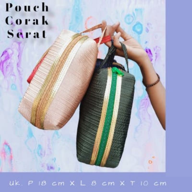 POUCH KOSMETIK CORAK LIST GOLD