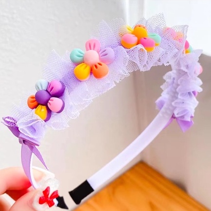 (Hello Girl)B49 Bando anak Lucu Motif Bunga Import