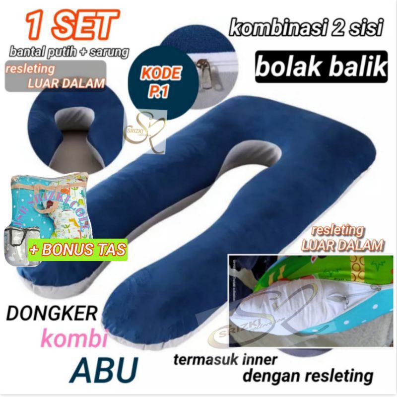 Promo bantal hamil dan menyusui 1 set bantal dan sarung premium quality free tas [bisa cod] 2 lapis