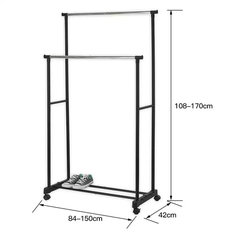 Stand Hanger Gantungan Baju Double Rod Rack