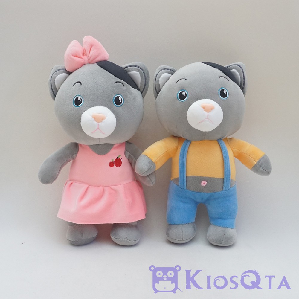  boneka  couple kucing  abu  abu  cute cat bahan spandex OKT 