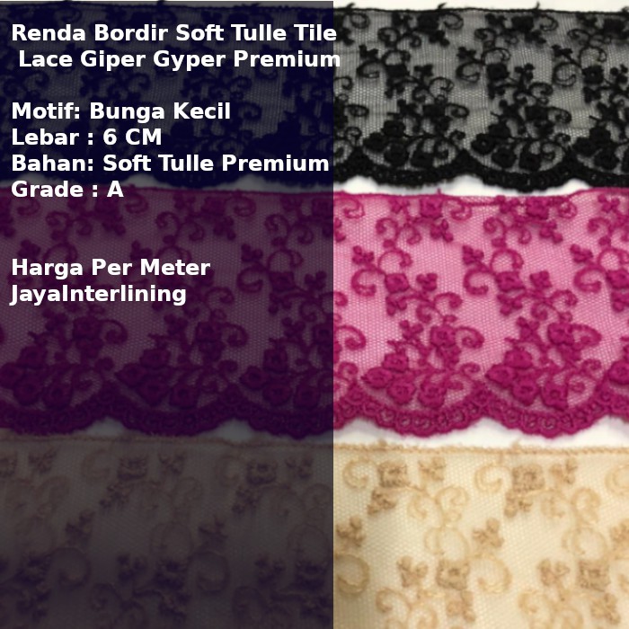 Renda Bordir Soft Tulle Tile  Lace Giper Gyper Premium SF