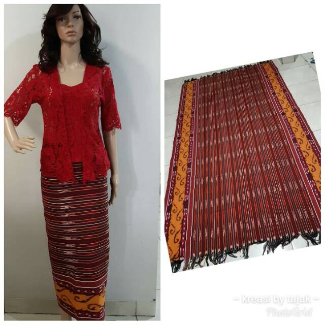 Kain Tenun Etnik Karo motif bunga Gundur & Pengeretret ukuran 120 x 250 cm