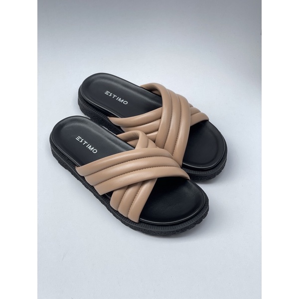 Sandal slip on wanita | SIGRID by estimo.look | sandal wanita sandal cewek-Mocca