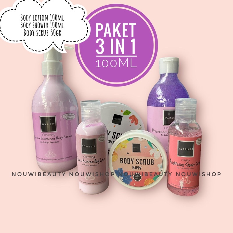 Scarlett paket 3 in 1 / 2 in 1 body lotion 100ml | friendy travel size