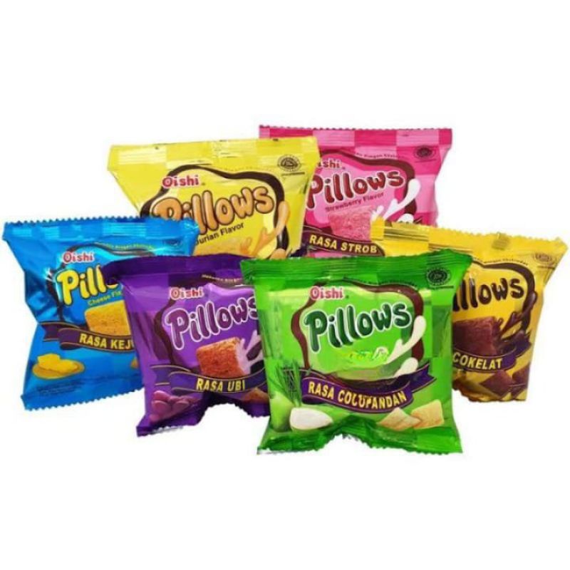 Wafer pillow Oishi Pillows Snack 8gr  cemilan enak dan murah (1 Pack isi 20 pcs)