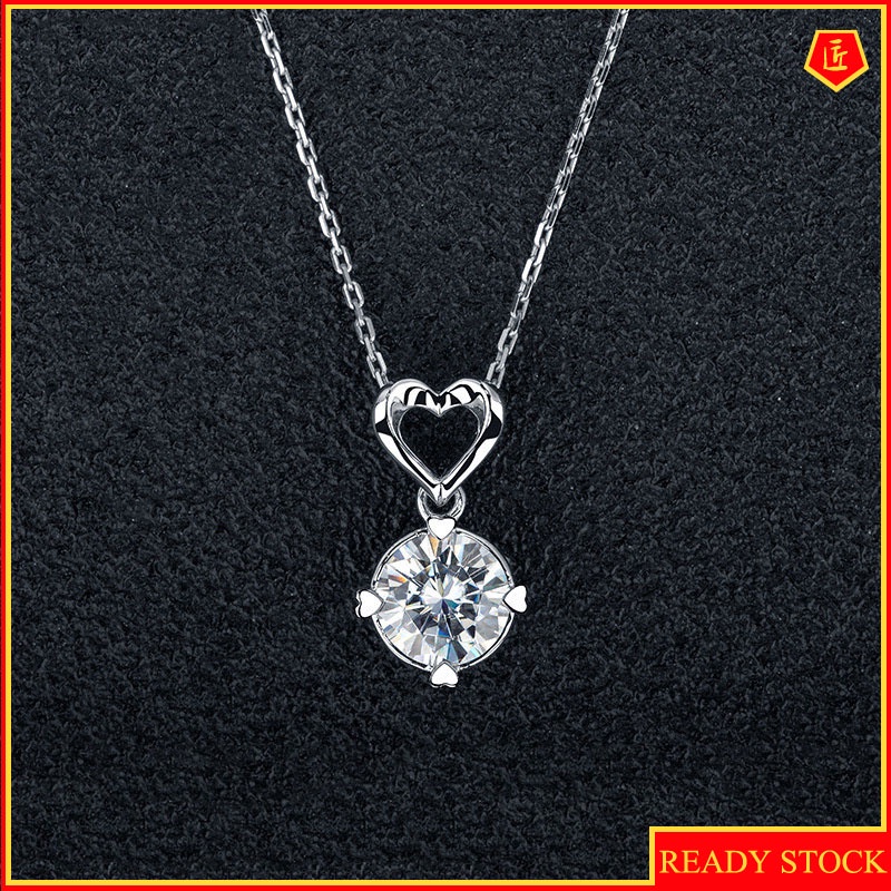 [Ready Stock]Pt950 Platinum Heart-Shaped Pendant Inlaid Zircon Necklace Luxurious and Simple