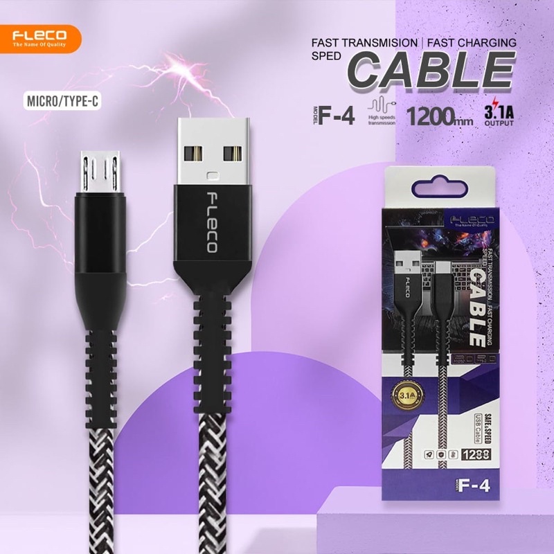 NEW KABEL DATA FLECO F4 MICRO TYPE C FAST CHARGING