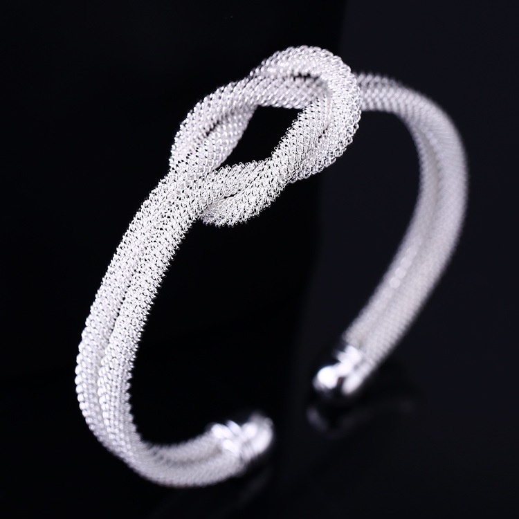 Gelang Model Terbuka Bahan Stainless Steel Lapis Silver Gaya Eropa Dan Amerika